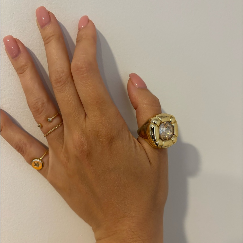 DULCIS COCKTAIL Statement square Gold RING, Size 9 - Picture 11 of 14